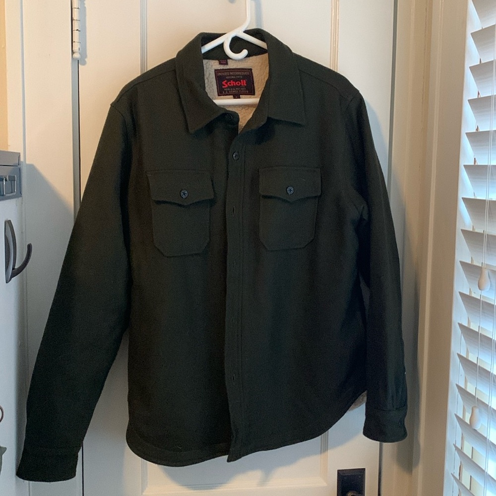 Schott NYC Wool Blend Faux Sherpa Lined CPO Shirt